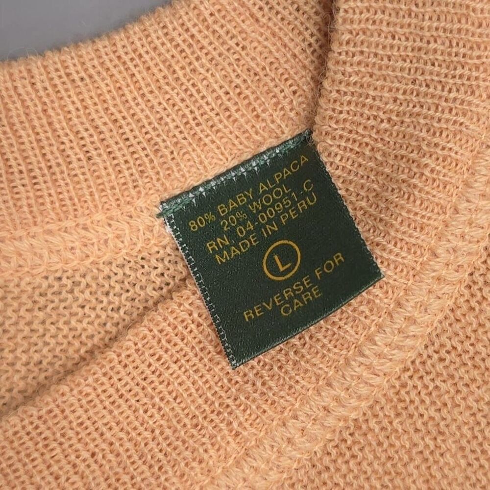 PERU UNLIMITED BABY ALPACA WOOL Knit Pullover Sweater‎ LARGE Orange PERU MADE - Picture 7 of 8